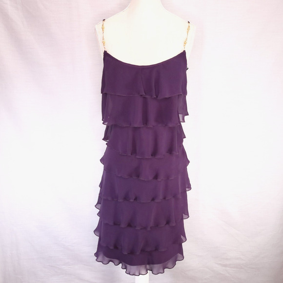 ABS Allen Schwartz Dresses & Skirts - ABS Dress Womens 6 Purple Tiered Ruffles Flapper Party Cocktail Allen Schwartz